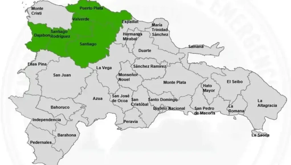COE emite alerta para cinco provincias en alerta verde por los efectos de una activa vaguada